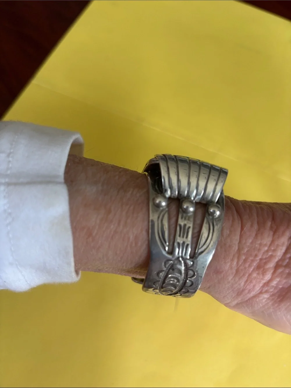 Vintage Native American Silver Cuff Bracelet/Turquoise